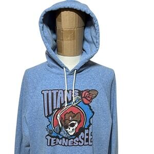 Titans Tennessee Hoodie Mens XL Blue Skull Rose Graphic Sweatshirt Fleece Lined